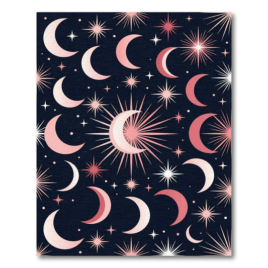Celestial Rose Gold Moon Stars Rug