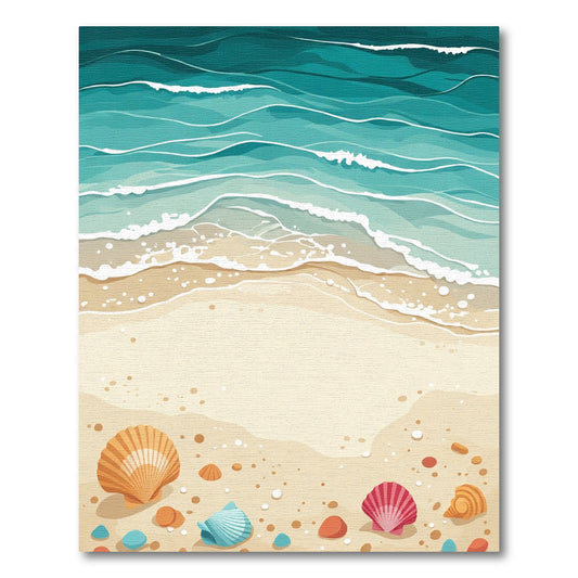 Oceanic Wave Beach Seashell Collection Rug