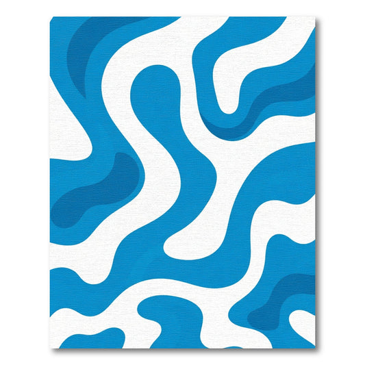 Deep Blue Abstract Organic Flow Rug