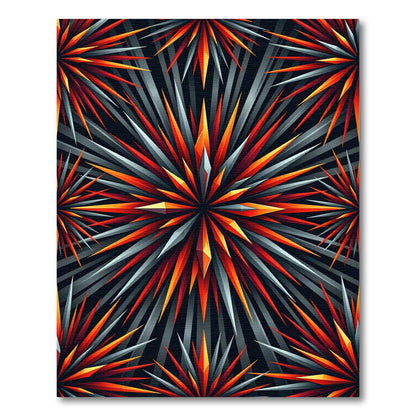 Fiery Starburst Symmetry Scarlet Rug
