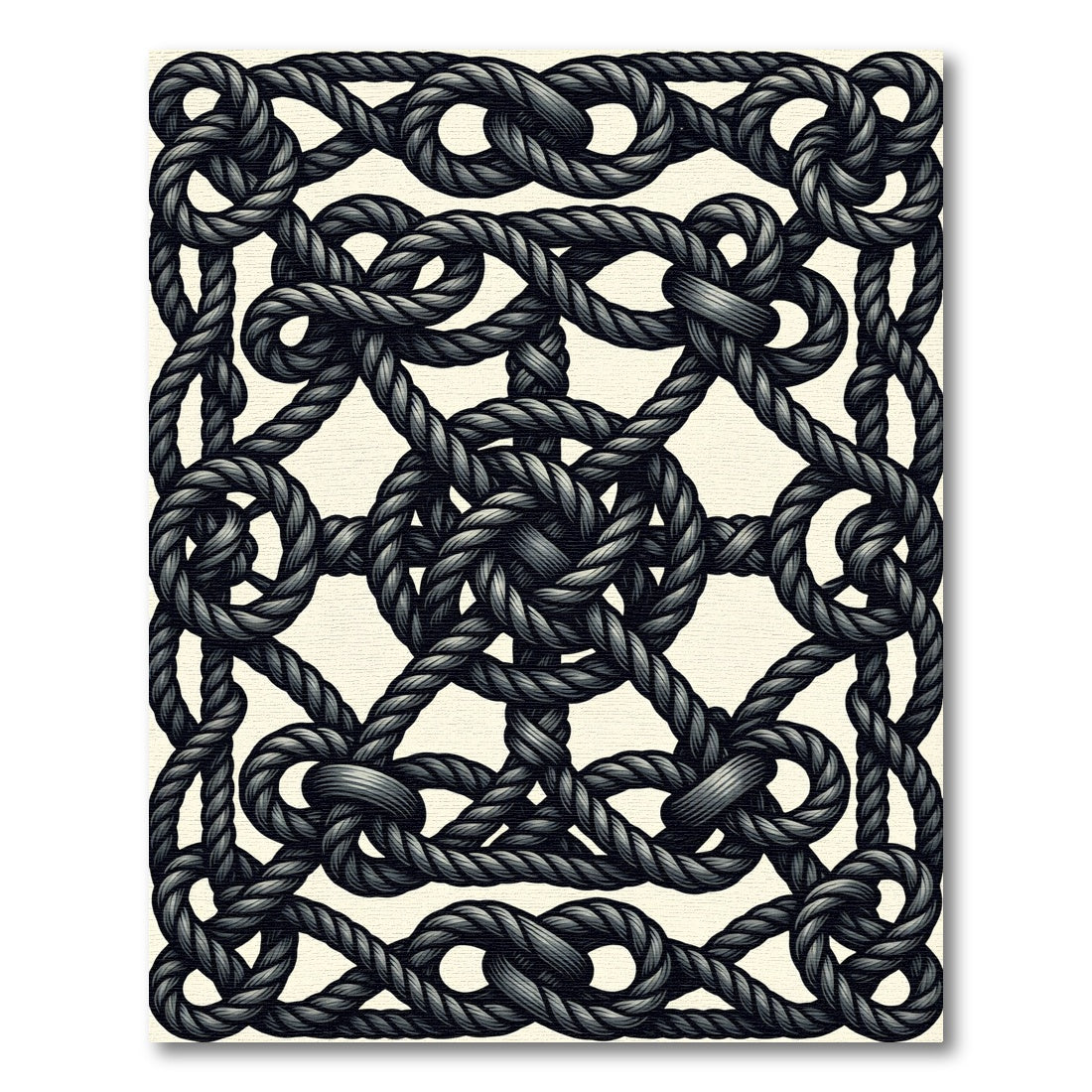 Charcoal Gray Woven Knot Composition Rug