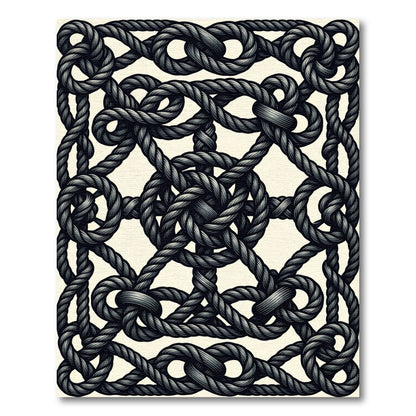 Charcoal Gray Woven Knot Composition Rug