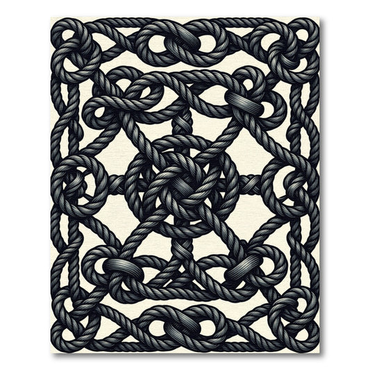 Charcoal Gray Woven Knot Composition Rug