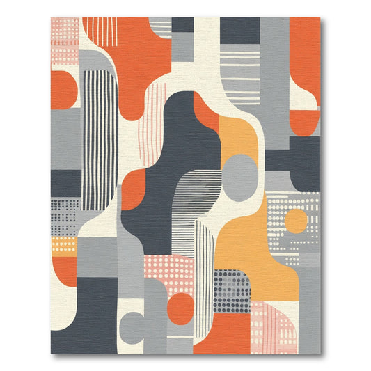 Retro Abstract Geometric Shapes Rug