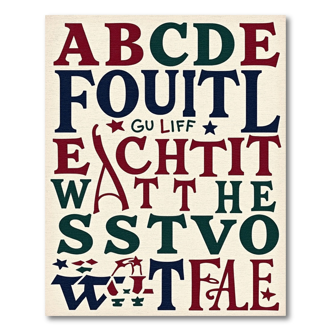 Bold Typographic Alphabet Letter Collage Rug