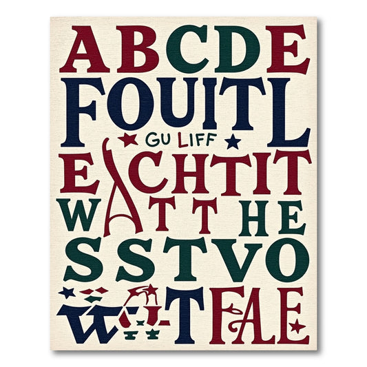 Bold Typographic Alphabet Letter Collage Rug