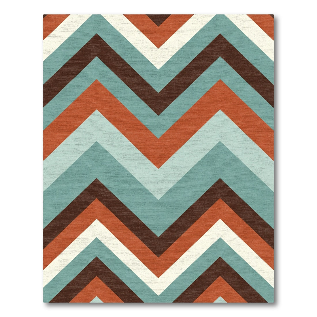 Retro Teal Coral Chevron Stripes Rug