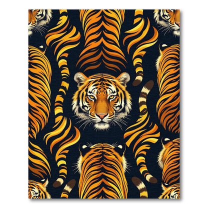 Bold Tiger Face and Tail Composition Rug