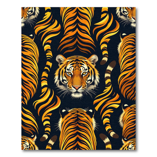 Bold Tiger Face and Tail Composition Rug