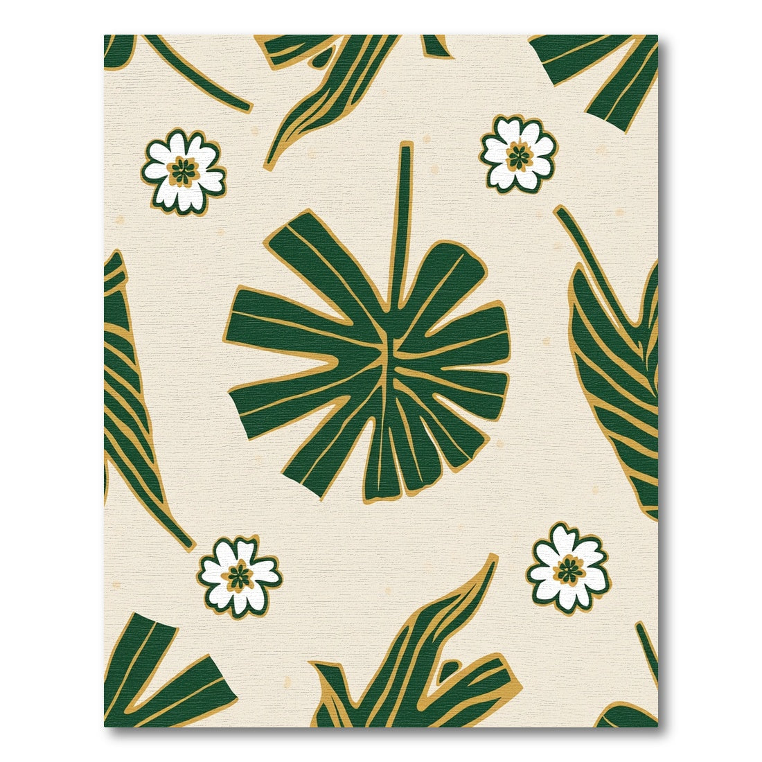 Emerald Leaf White Flower Medley Rug