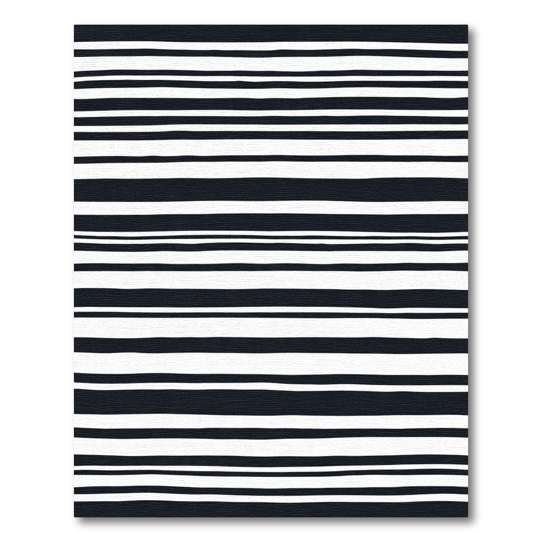 Bold Black White Uneven Stripe Rug