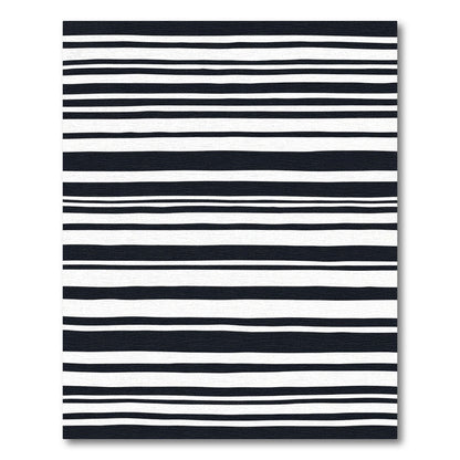 Bold Black White Uneven Stripe Rug