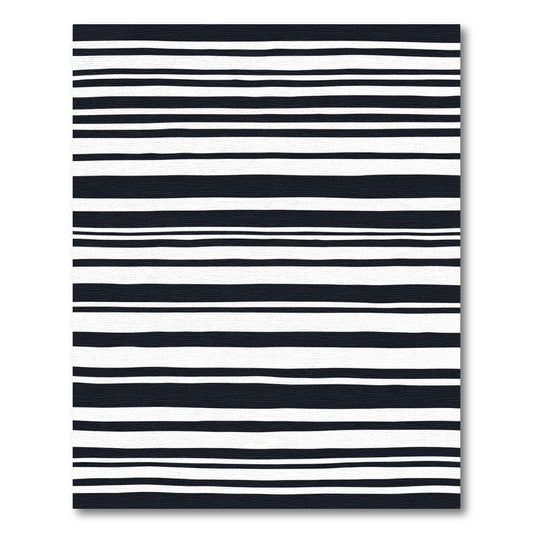 Bold Black White Uneven Stripe Rug