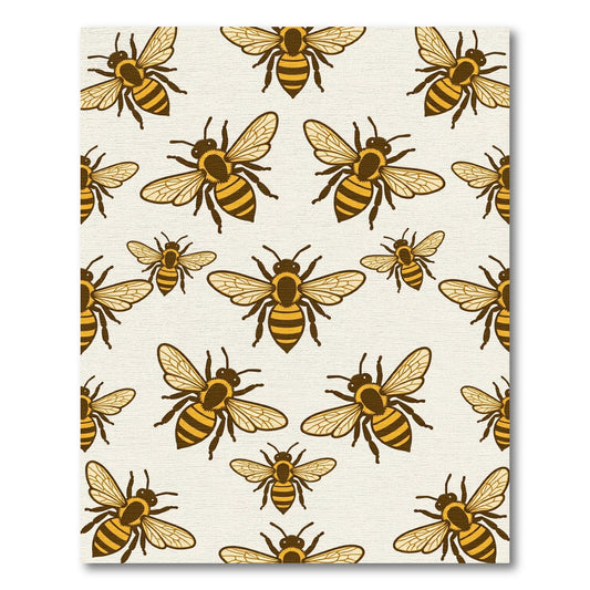 Cheerful Golden Honey Bee Illustration Rug