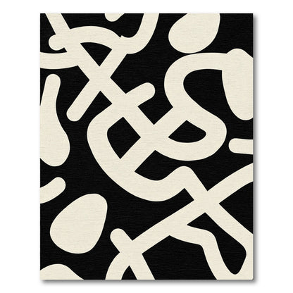 Black Cream Flowing Abstract Lines Rug