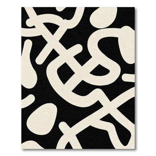 Black Cream Flowing Abstract Lines Rug