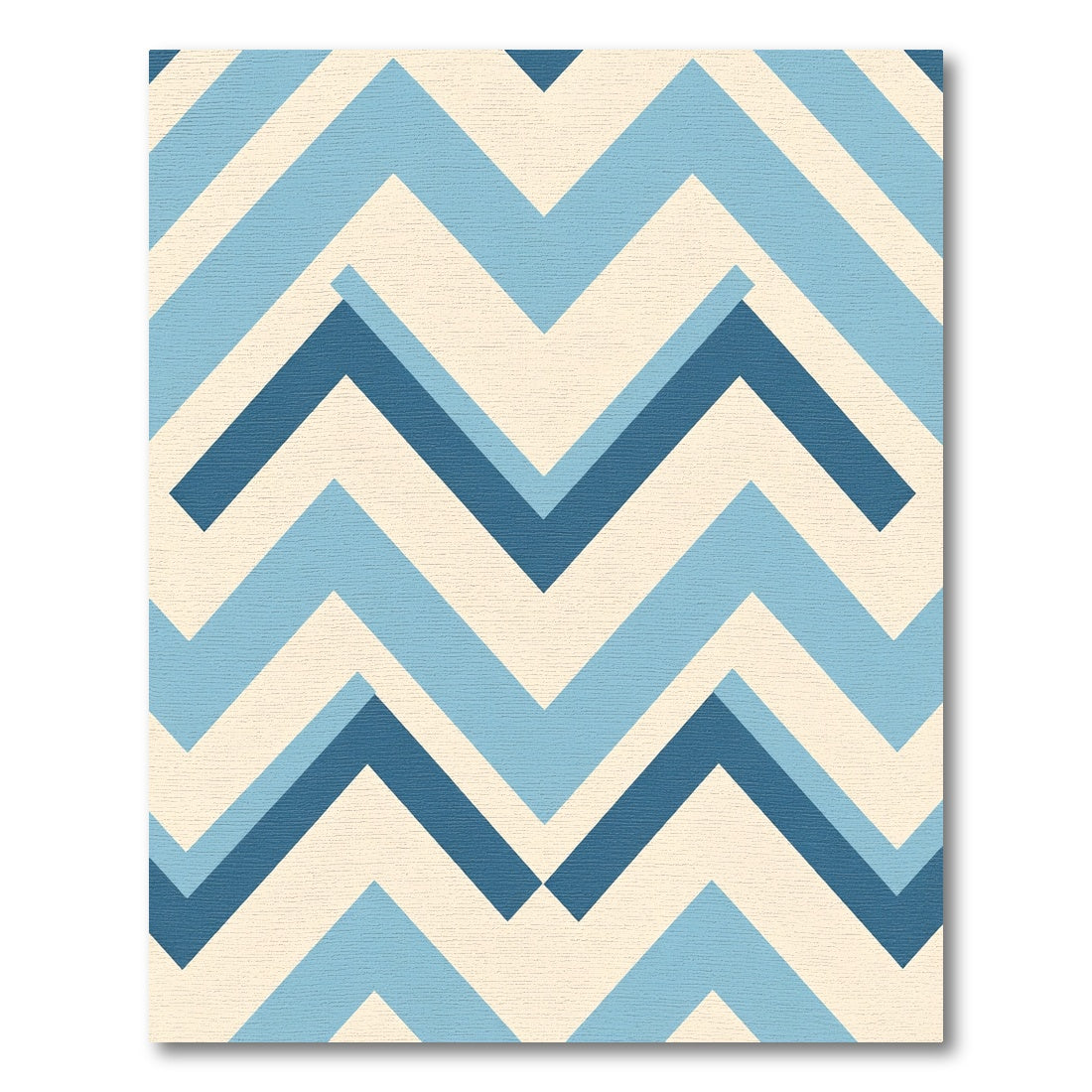Modern Cream Blue Chevron Rug