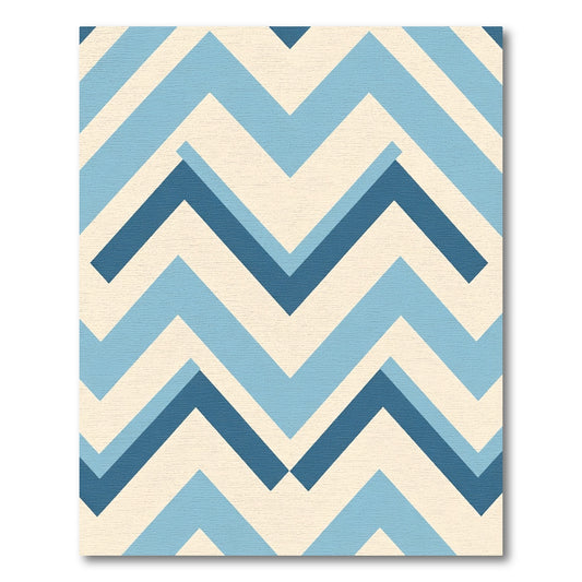 Modern Cream Blue Chevron Rug