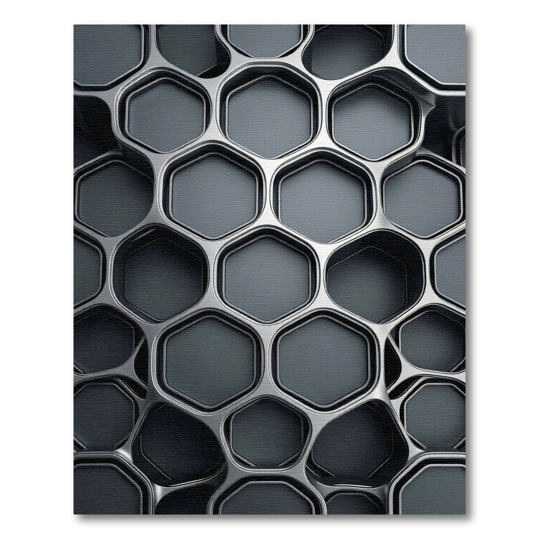 Modern Metallic Silver Geometric Honeycomb Rug