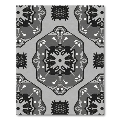 Monochromatic Abstract Floral Medallion Rug