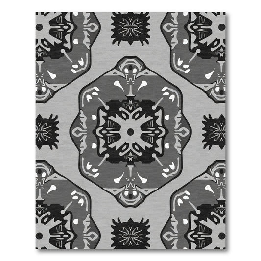 Monochromatic Abstract Floral Medallion Rug