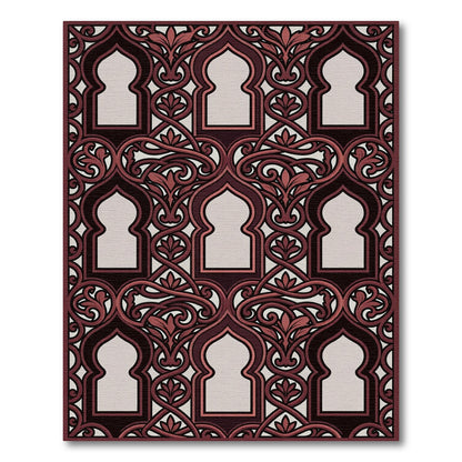 Classic Burgundy Archway Ornamental Scroll Rug