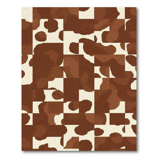 Brown White Organic Squares Rug
