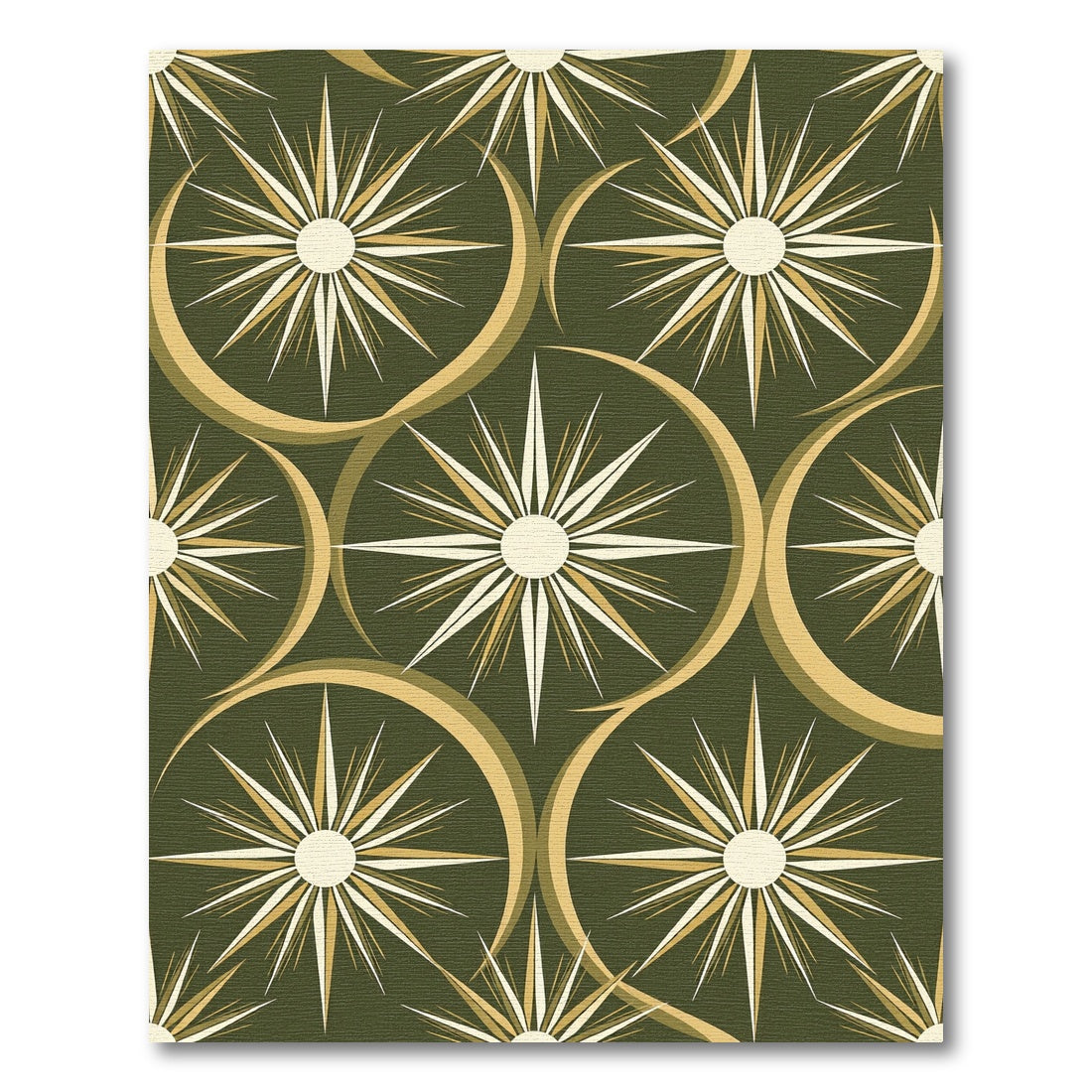 Sage Green Celestial Burst Geometric Area Rug