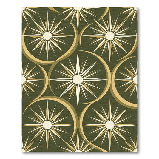 Sage Green Celestial Burst Geometric Area Rug