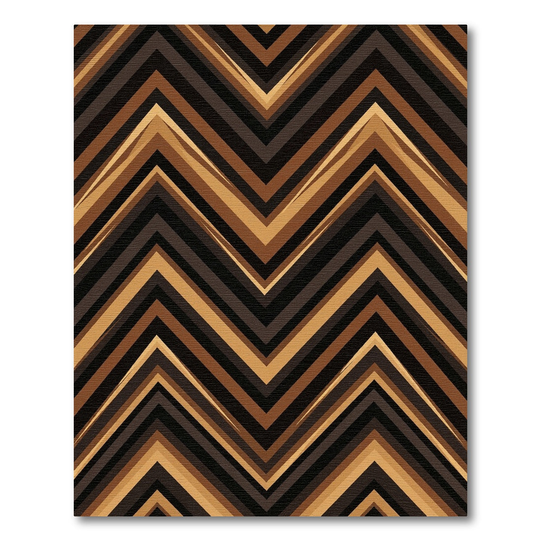 Golden Brown Chevron Geometric Zigzag Rug