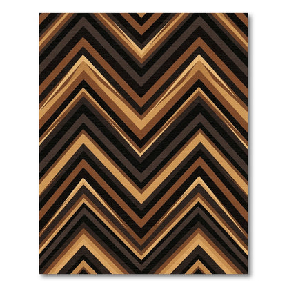 Golden Brown Chevron Geometric Zigzag Rug