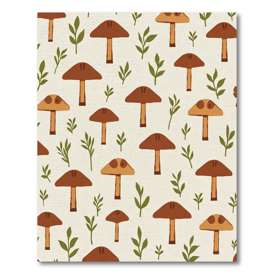 Earthy Mushroom Foliage Whimsical Pattern Rug