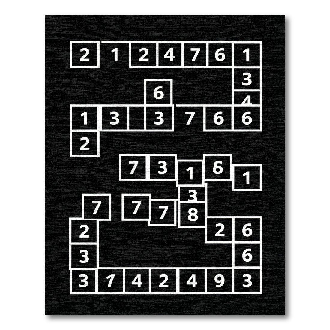 Modern Black White Numeric Grid Rug