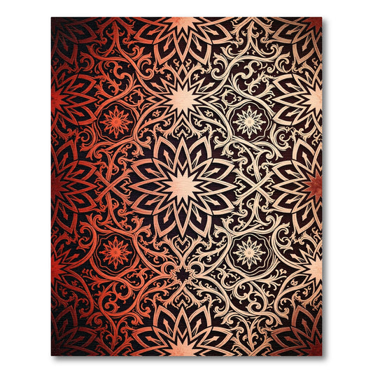 Red And Gold Floral Medallion Rug