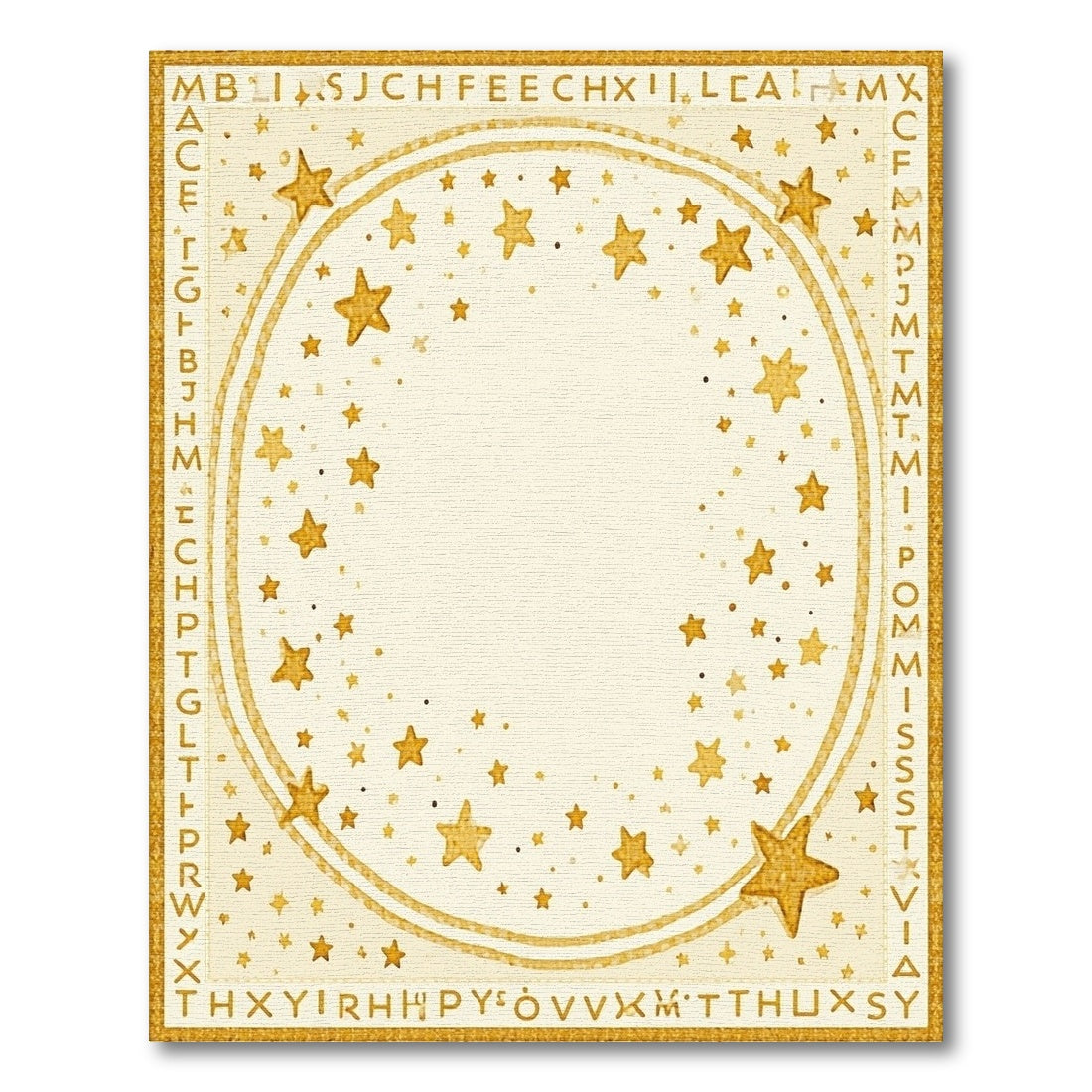 Golden Stars Alphabet Border Rug