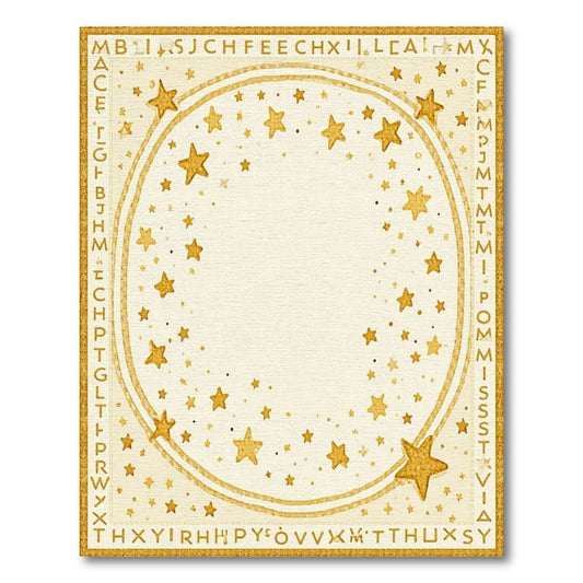 Golden Stars Alphabet Border Rug