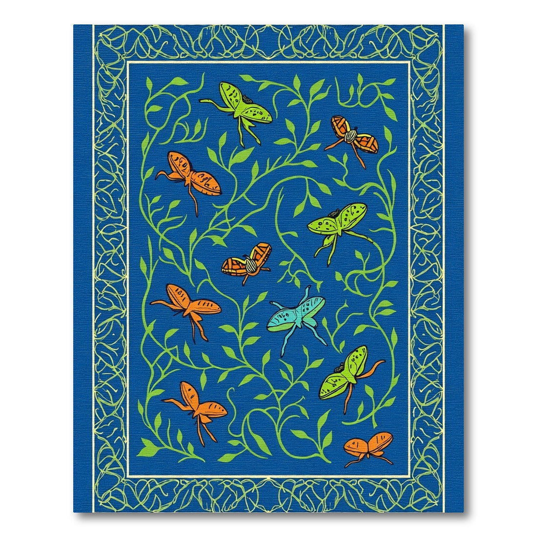 Whimsical Insects Amidst Green Foliage Rug