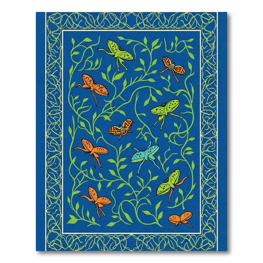 Whimsical Insects Amidst Green Foliage Rug