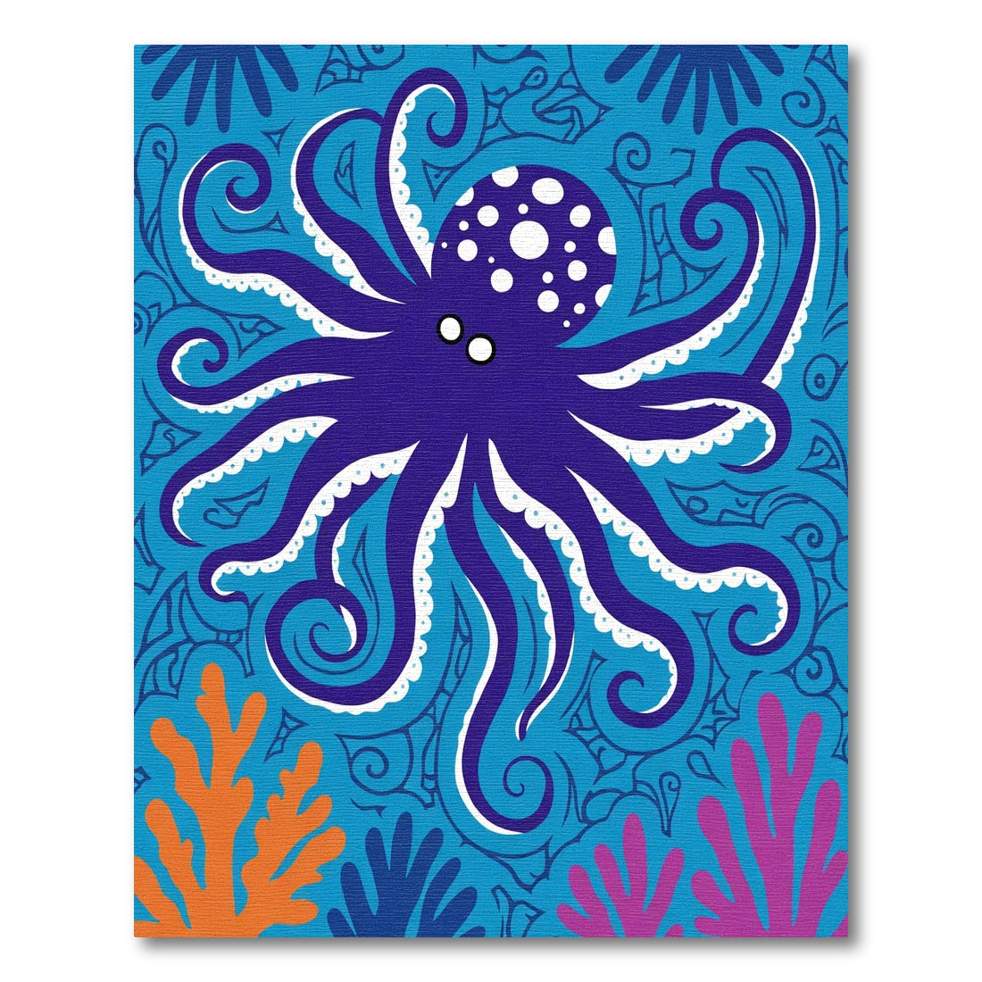 Vibrant Blue Octopus Swirl Coral Rug