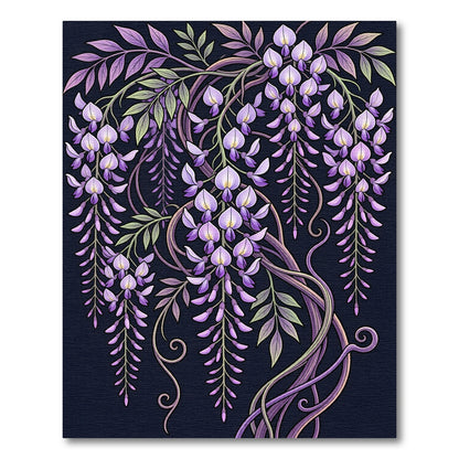 Elegant Purple Wisteria Cascading Floral Rug