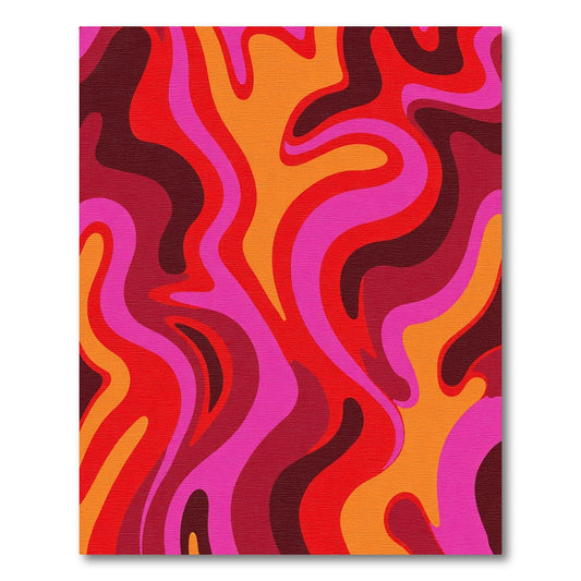 Retro Swirls Pink Orange Red Rug