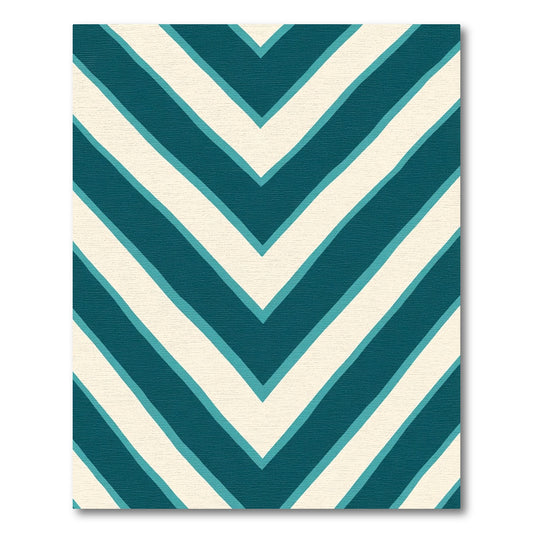 Teal Cream Chevron Repeat Rug