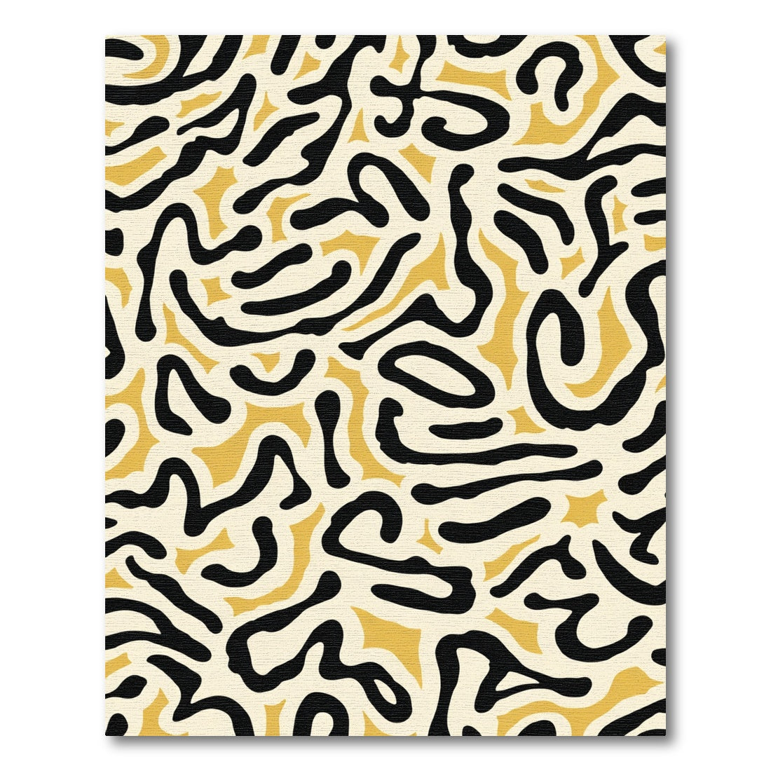 Abstract Black Yellow Swirl Shapes Rug