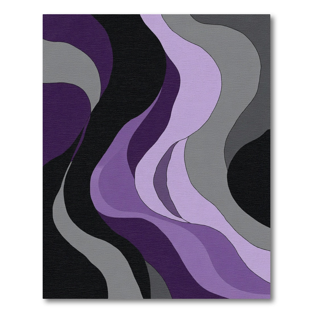 Abstract Lilac and Gray Flowing Waves Rug