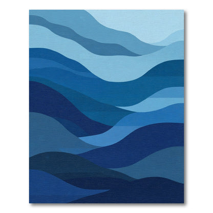 Deep Blue Layered Waves Rug