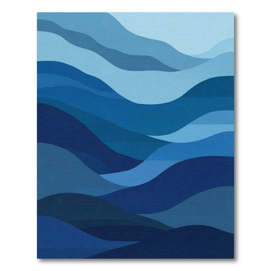 Deep Blue Layered Waves Rug