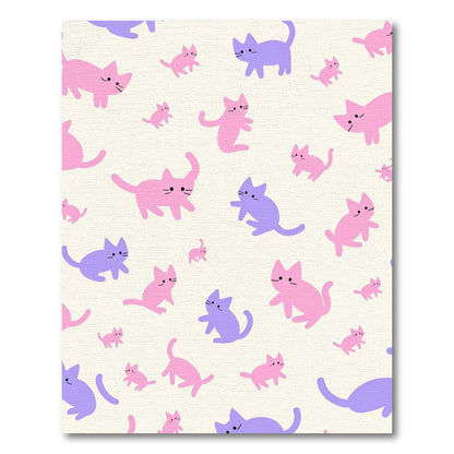 Playful Pink Purple Cat Scatter Rug