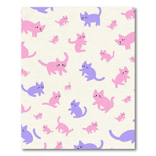 Playful Pink Purple Cat Scatter Rug