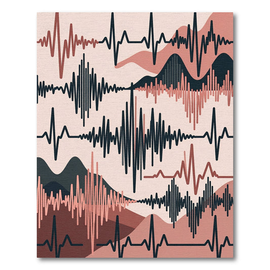 Earthy Abstract Seismic Sound Wave Rug
