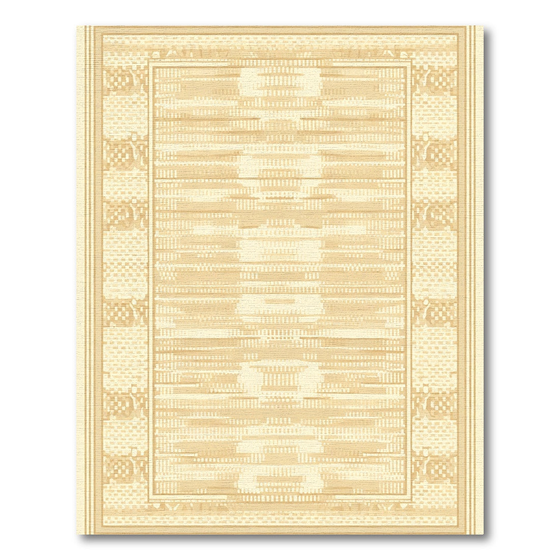 Earthy Tone Geometric Border Rug